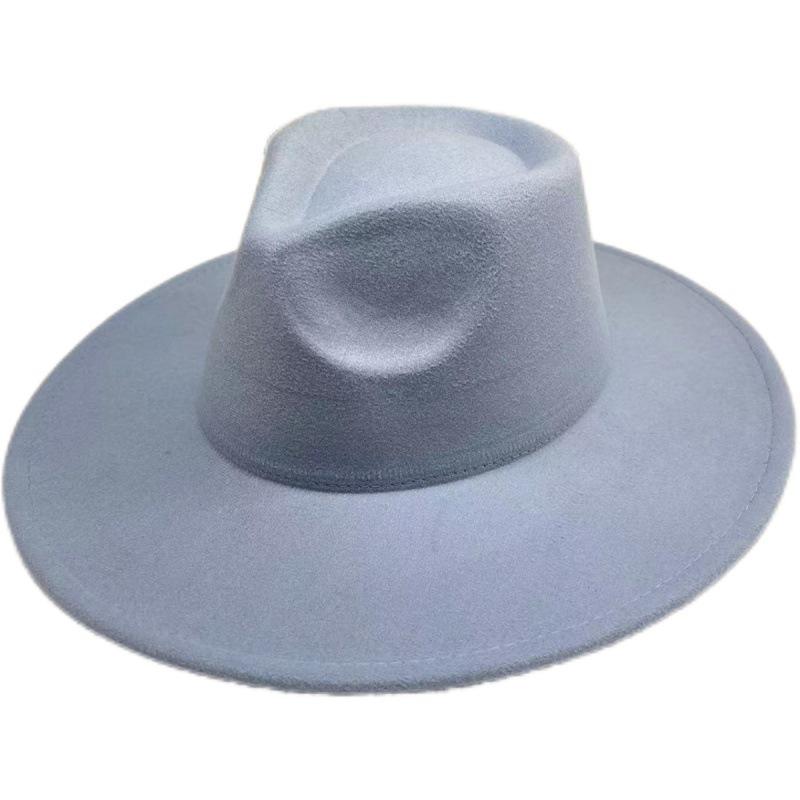 British Hat Retro Woolen Hat Wide Brim Flat Top Top Top Hat Versatile Autumn and Winter Hat Trendy Sun Hat Felt Hat