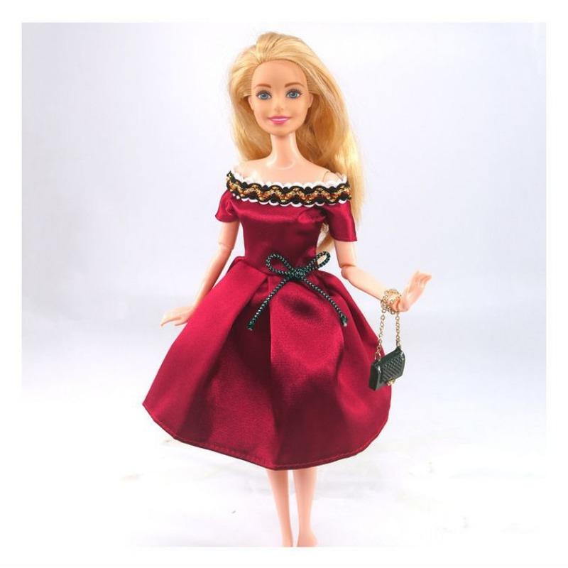6 Points Baby Doll Clothes Barbie 30cm Dress Up Doll Clothes Fashion Suit Dress Dress 1Pcs