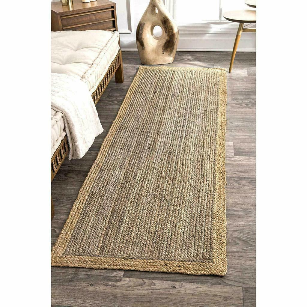 Rectangle Jute Rug Runner Handmade 100% Natural Braided Floor Mat Reversible Rustik