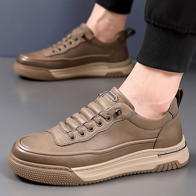Fashion Men Casual Leather Shoes2024New Luxury Brand Genuine Leather Walking Shoes Outdoor Flat Designer Sneakers Tenis Masculino Shoes