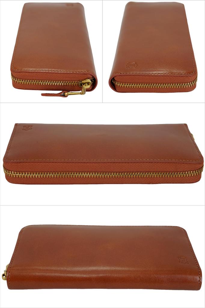 Braune italienische Ledergeldbörse für Damen und Herren, echtes Rindsleder mit rundem Reißverschluss, Münzfach und Kartenfächern. Große Kapazität,
