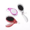 3-in-1 tragbare Haarbürste mit Spiegel und flachem Kamm, faltbar, doppelt verwendbar, Massagefunktion, trendiger Luftkissenkamm