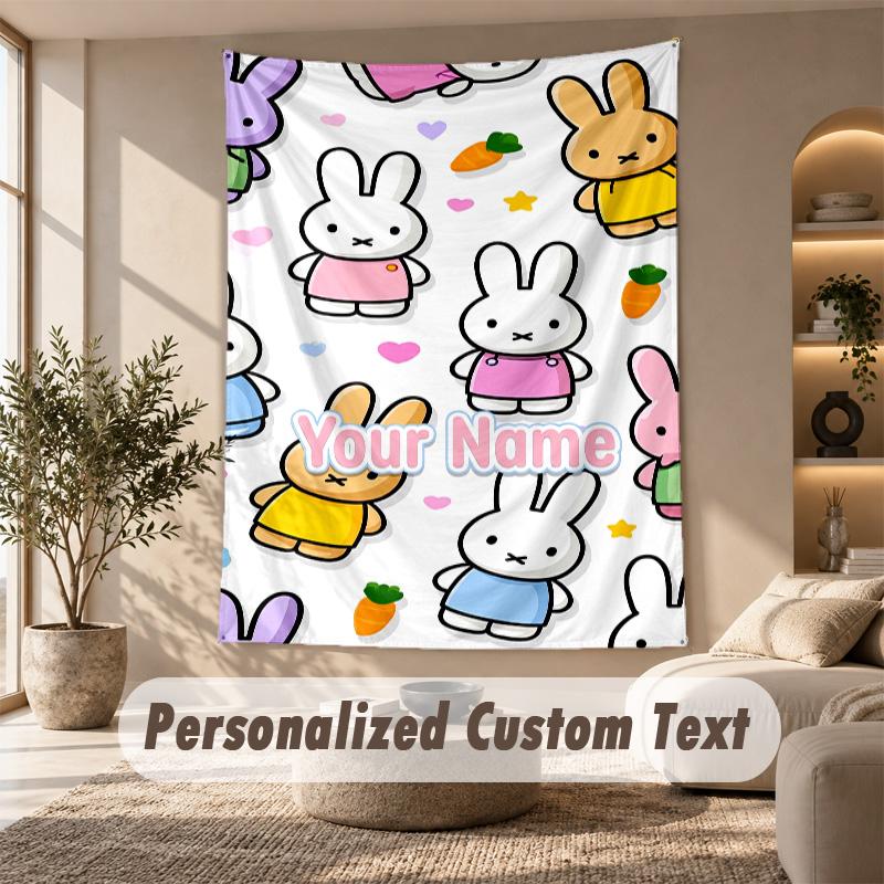 Miffy Tapestry, Personalized Custom Text, Wall Hanging Tapestry For Living Room Home Wall Decor