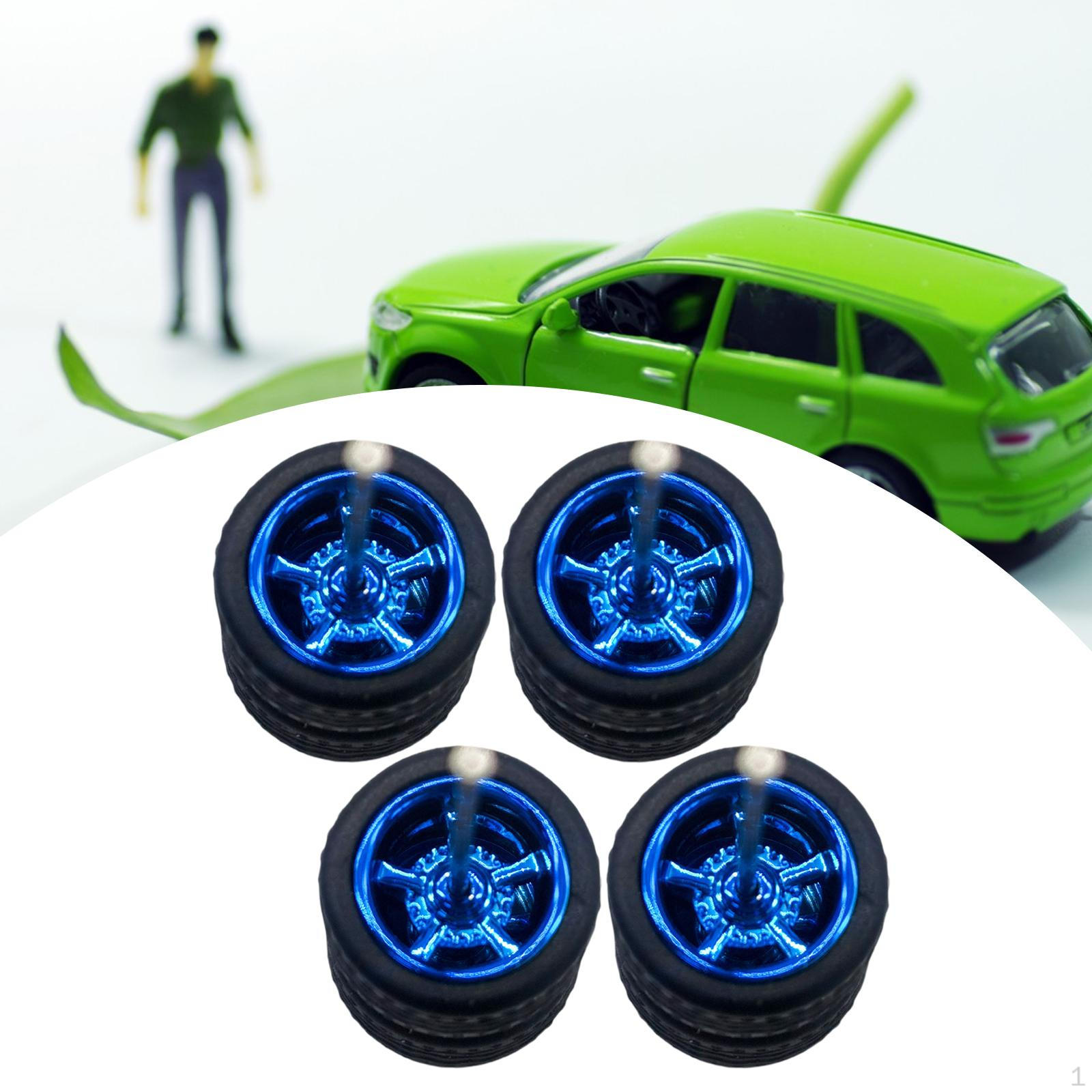 

4 штуки 1/64 Модель автомобіля Колеса Шини Аксесуари діаметром 1,1 см для колекціонерів blue