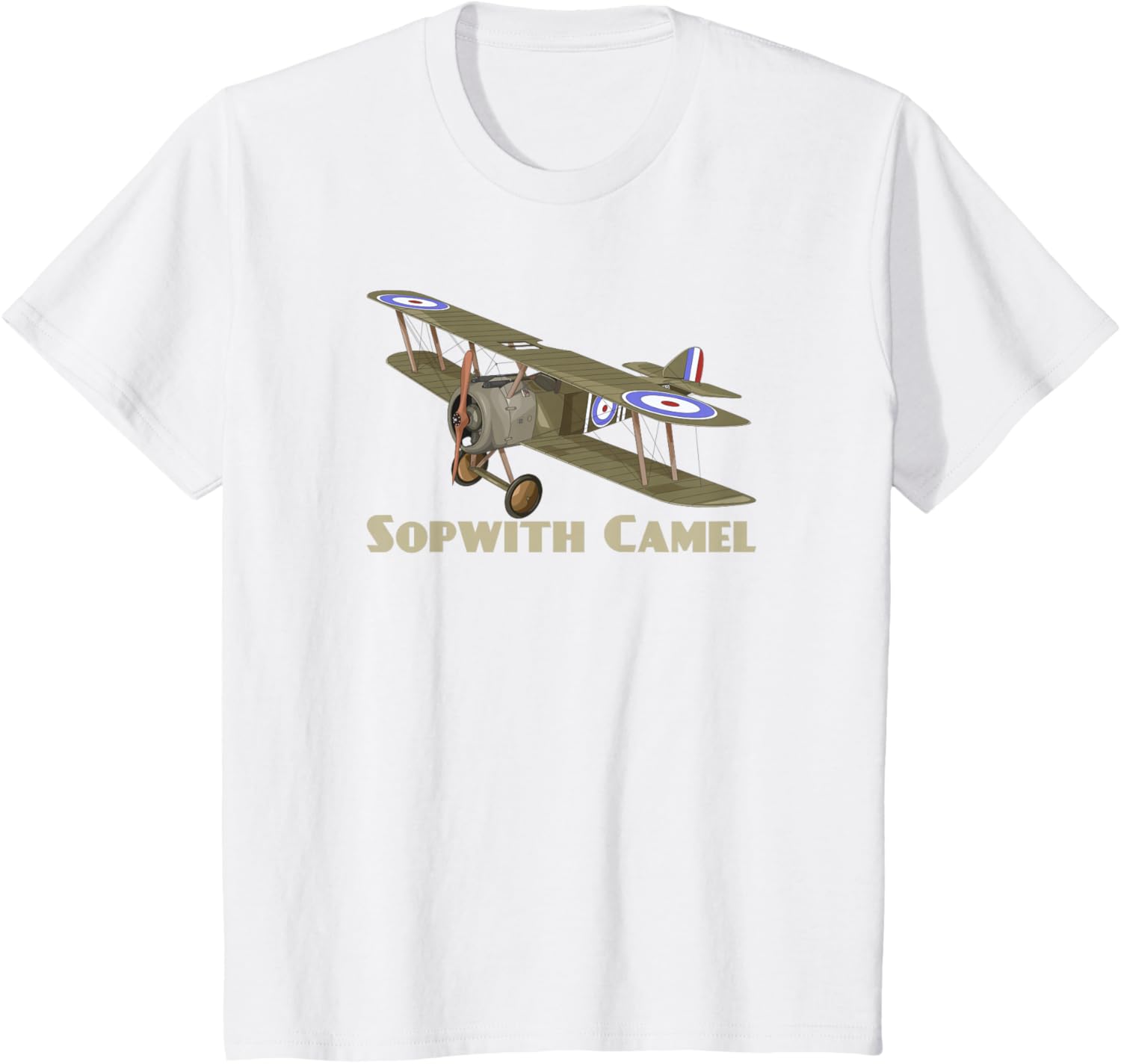 Avion De Chasse Sopwith Camel WW1 Biplan Britannique T-Shirt Short Sleeve Casual 100% Cotton Shift S