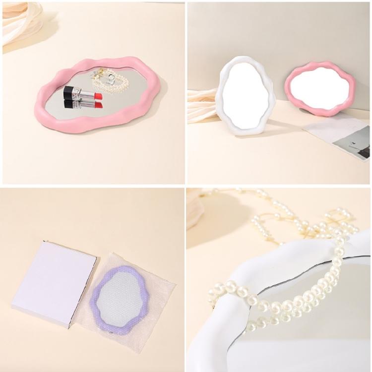 Artistic Cloud Shape Makeup Mirror for Desk and Tabletop Vanity Mirror with Adjustable Brackets Aesthetic Mirror Decors
