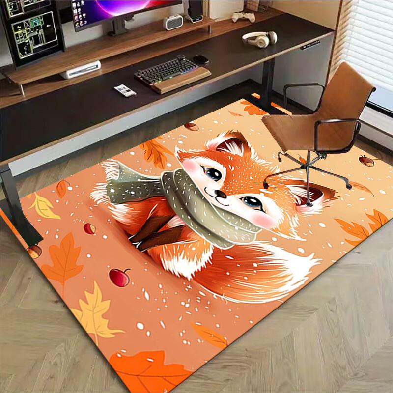 1PC Autumn Fox Extra Large Non Slip Floor carpet, Office, family, bedroom, Studio Large Area Rug Indoor Rugs, Vibrant Colors