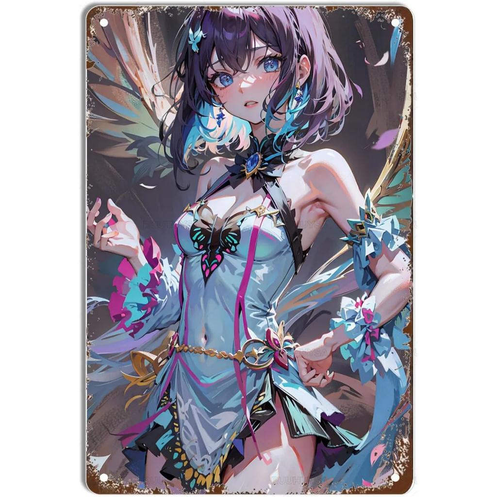 Fox Anime Pinup Girls Metal Tin Signs Wall Decoration Plaque Vintage Poster Iron Painting for Man Cave Home Cafe Garden Club Bar