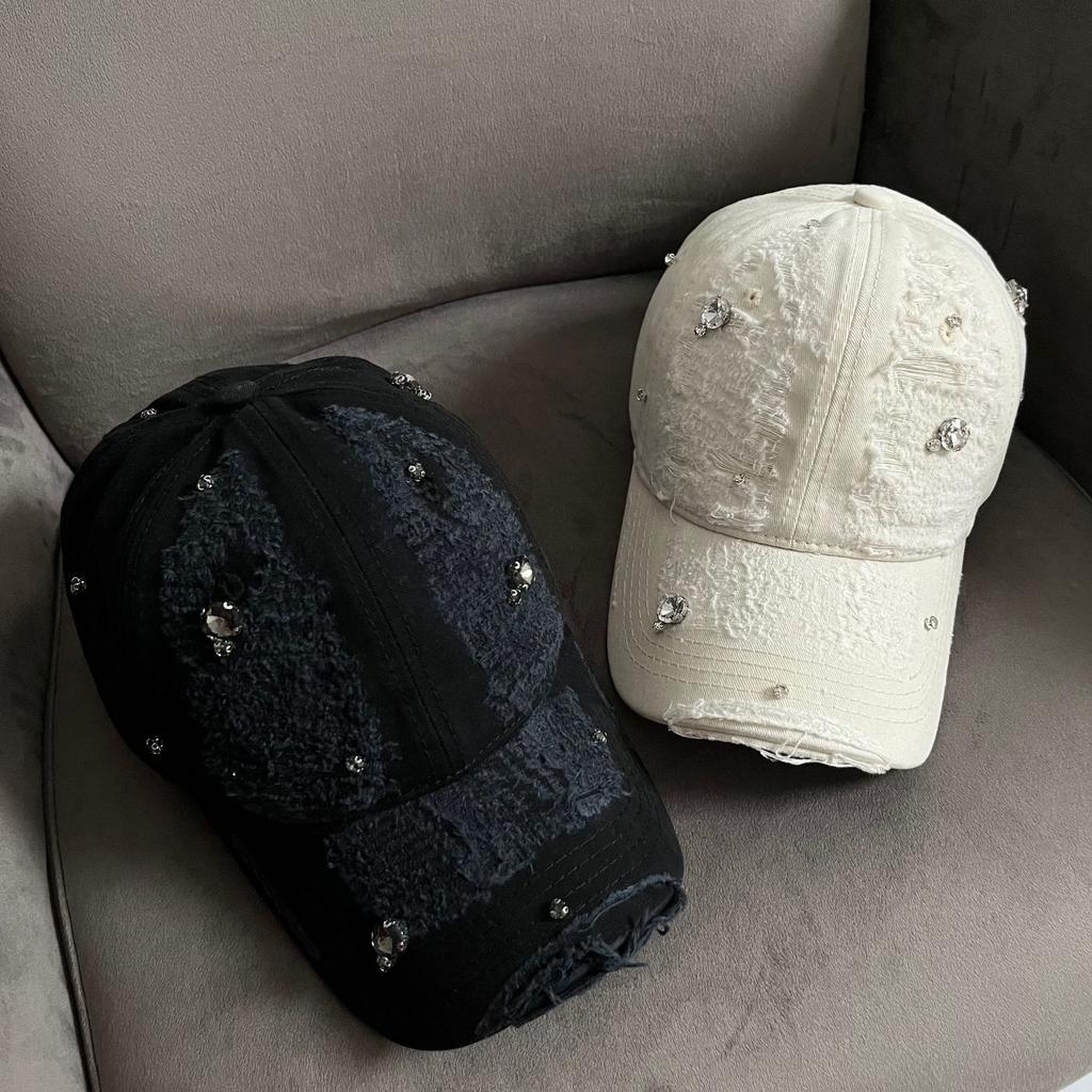 Star rhinestone personalized hair pulling hole baseball cap fashionable street versatile face small casual cap