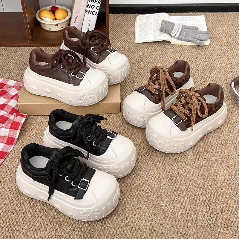 Platform Muffin Shoes, Huge Versatile Small Casual Board Shoes, Women's 2025 New Models, Huge Comfortable Big Head Bread Shoes