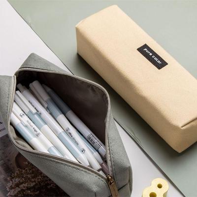 Einfache kreative Stifttasche mit großer Kapazität, modische, einfarbige Leinwand, Bleistift-Organizer, Etui, Schulbedarf, Schreibwaren, Geschenke