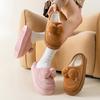 Cartoon bow cotton slippers autumn and winter thick-soled velvet warm and comfortable indoor home couple shoes