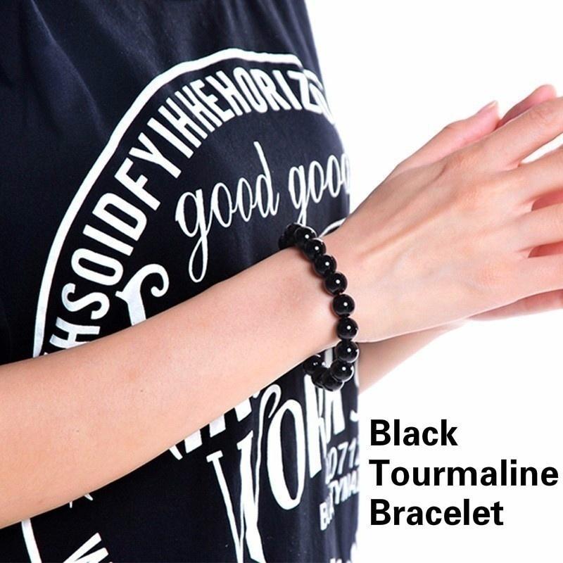 Bracciale In Pietre Naturali Di Tormalina Nera - Braccialetto Energetico Con Perle Nugget, Regolabile, Gioiello Chakra Per Yoga, Donna E Uomo