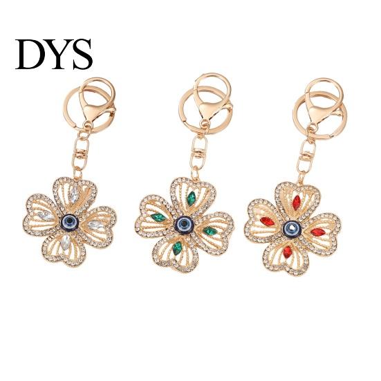 Keychain Pendant Rhinestones Inlaid Four-Leaf Clover Design Key Four Leaf Chain with Anti-Oxidation Lobster Clasp Decorative Backpacks Accessory Wear