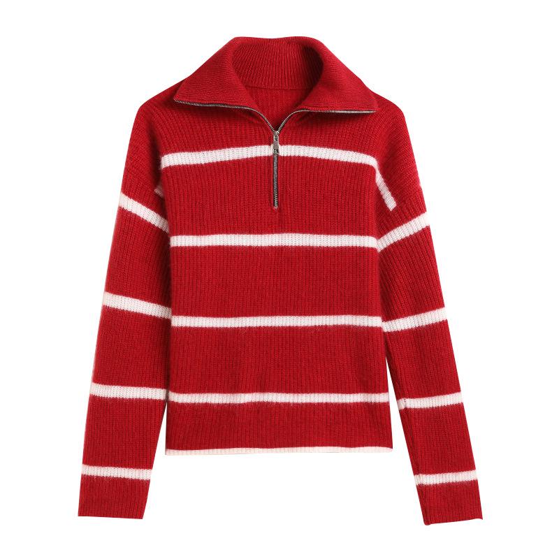 Soft Luxury Cashmere Polo Collar Sweater for Women - Thick, Loose Knit Pullover for Autumn and Winter
