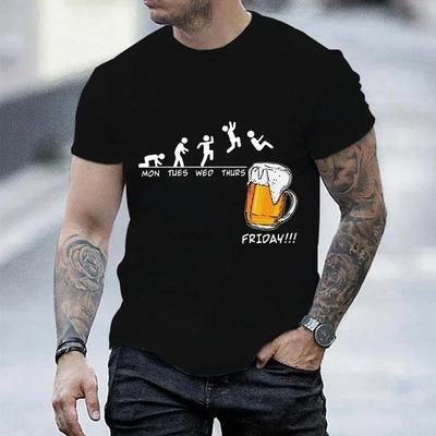 Erkek Tişörtleri Pazartesi Salı Çarşamba Perşembe Cuma Bira Erkek Yazlık Tişört Harajuku Sokak Giyimi Hip Hop Erkek Tişört Erkek Moda Trend Tişörtler
