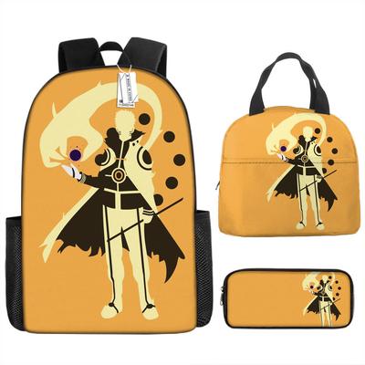 Naruto Shippuden Elementary and Secondary School School Bag Large Capacity Campus Backpack Lunch Bag Pencil Bag Three-piece Set