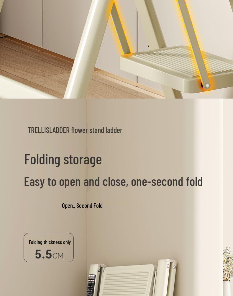 Folding Telescopic A-Frame Multi-Use Ladder - 3/4 Step Indoor Thickened Climbing Ladder