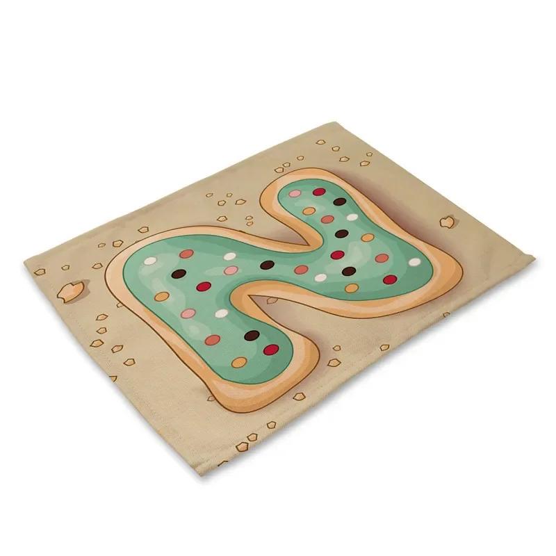 45X30cm Letter Pattern Kitchen Placemat Dining Table Mats Tea Coaster Cotton Linen Pads Bowl Cup Mats for Home Decor Gifts