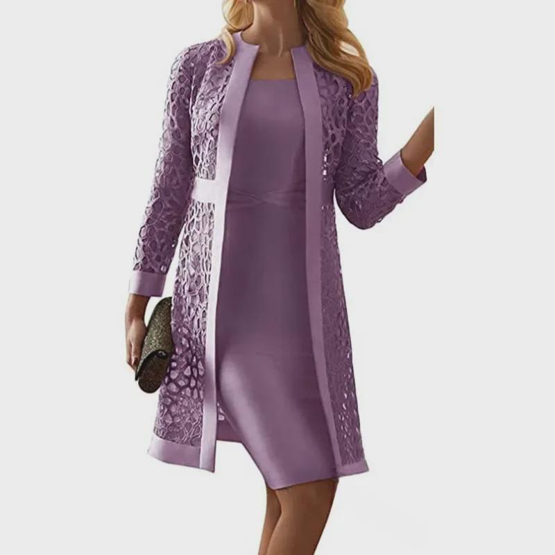 Women's Lace Cardigan Dress with Two Coats
