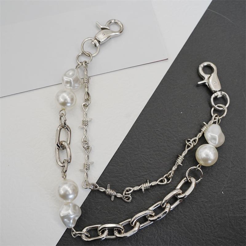 Vintage Fashion Pearl Chain Bag Chain Makeover Chain Decorative Bag Strap Punk Chain Accessories Pant Chain