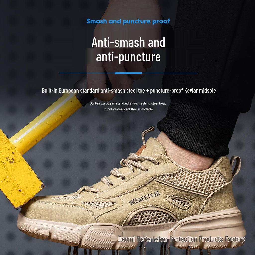 Steel Toe Breathable Work Shoes: Anti-Smash, Anti-Puncture, Comfortable, Lightweight, Safety Shoes for Long Hours Standing.
