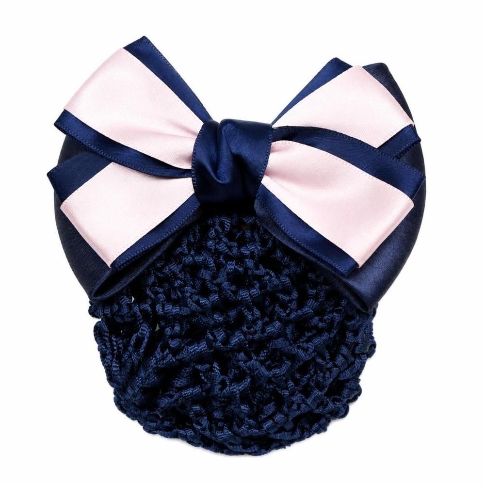 Handmade Hair Net Snood Double Bow Barrette Hair Clip Stylish Bun Cover Hair Styling Tool