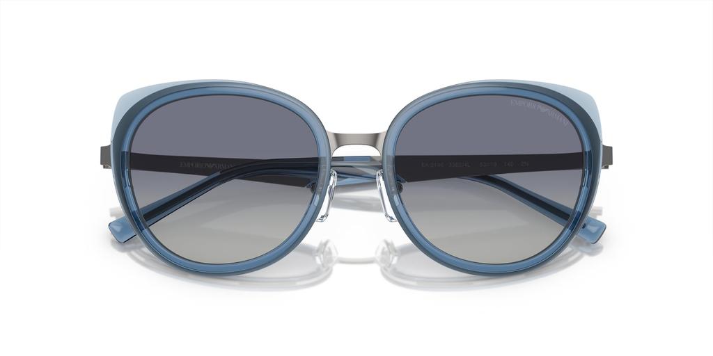 Emporio Armani Shiny Sunglasses Size 53 Women's Gunmetal/Blue EA2146,