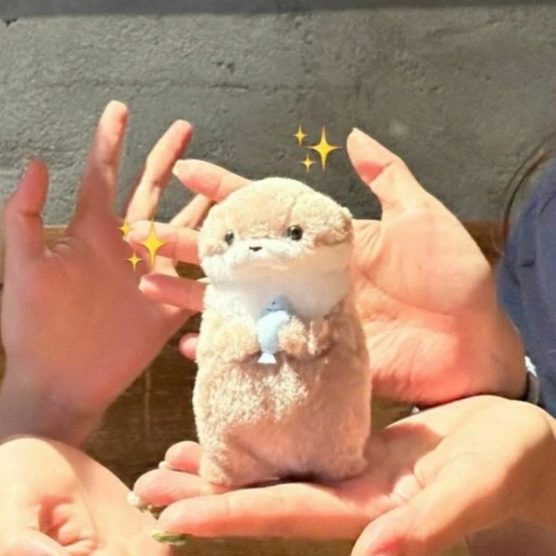 Sevimli Su Samurları Balık Tutan Peluş Bebek Anahtarlıklar Hafif Asılı Kolye Okul Çantası Anahtar Cüzdan Bebek Oyuncak Hediyeler 11cm