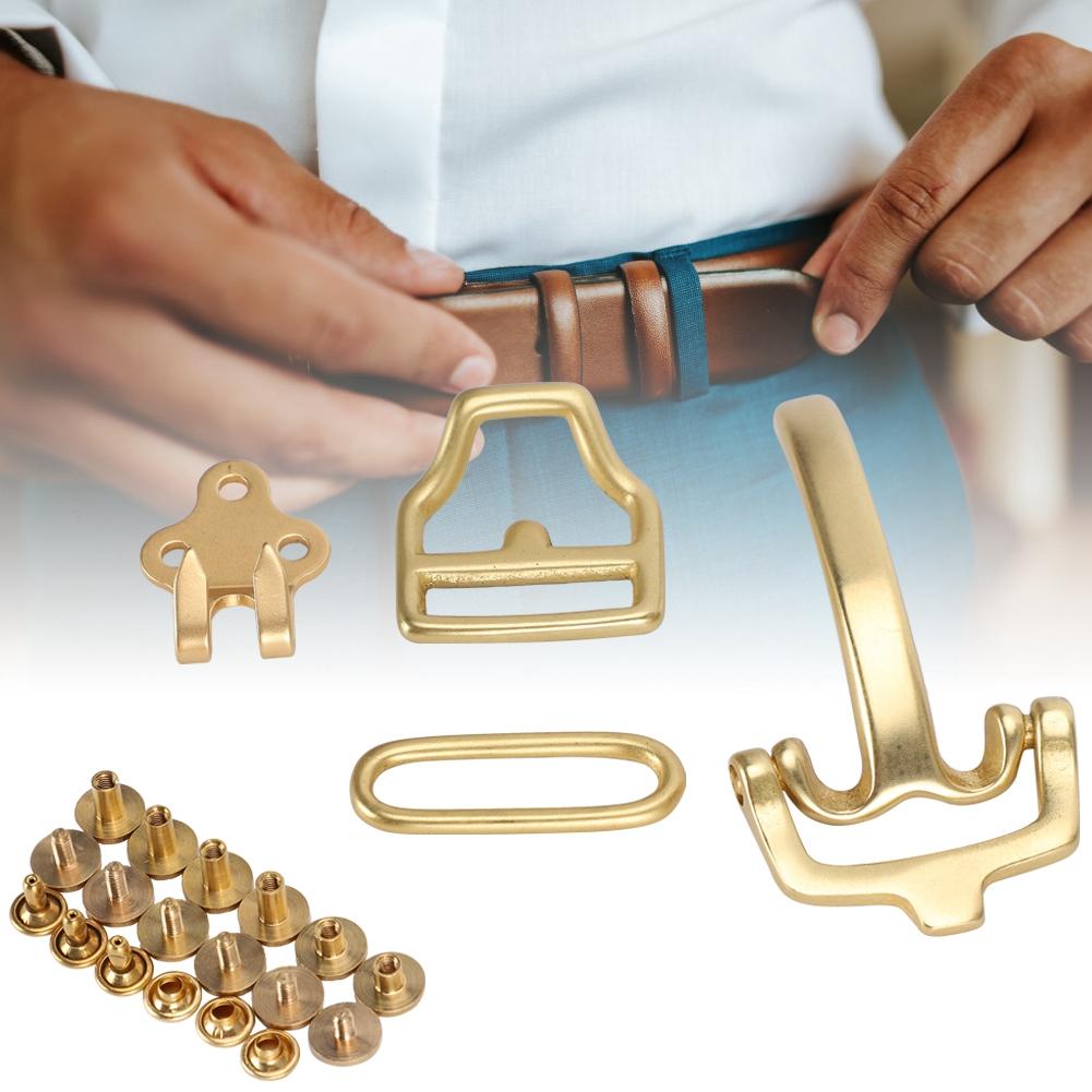 Pure Brass Belt Buckle Environmental Protection D shaped Buckle Set for Wasit Belt Accessories