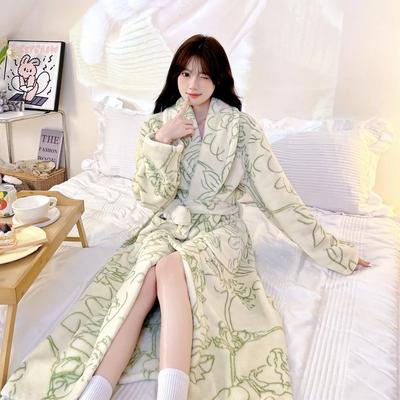 Flannel Nightgown for Women Winter Loose Large Size Home Clothes Thickened Warm Pajamas Pajamas Korean Style Girls Sweet Style