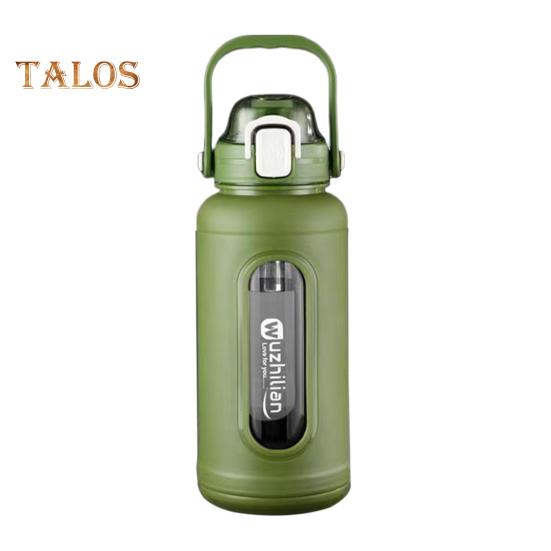 1500ML Glass Drinking Bottle with Straw Handle Stainless Steel Tea Infuser And Silicone Sleeve Leak-Proof Motivational Water Bottle for Daily Intake