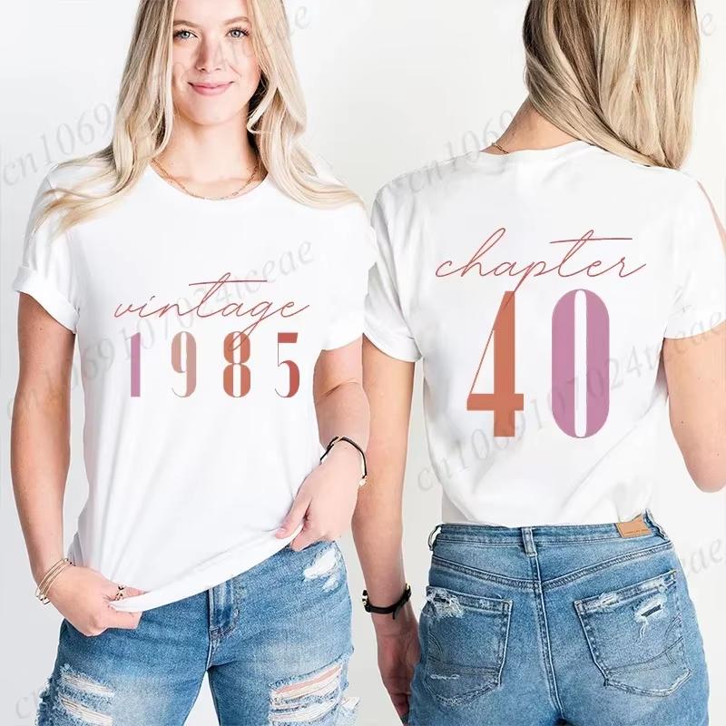 Tshirts for Women Classic 40th Milestone Best Friend Classic Tshirts for Women Vintage 40th Birthday Year Tops Streetwear Women