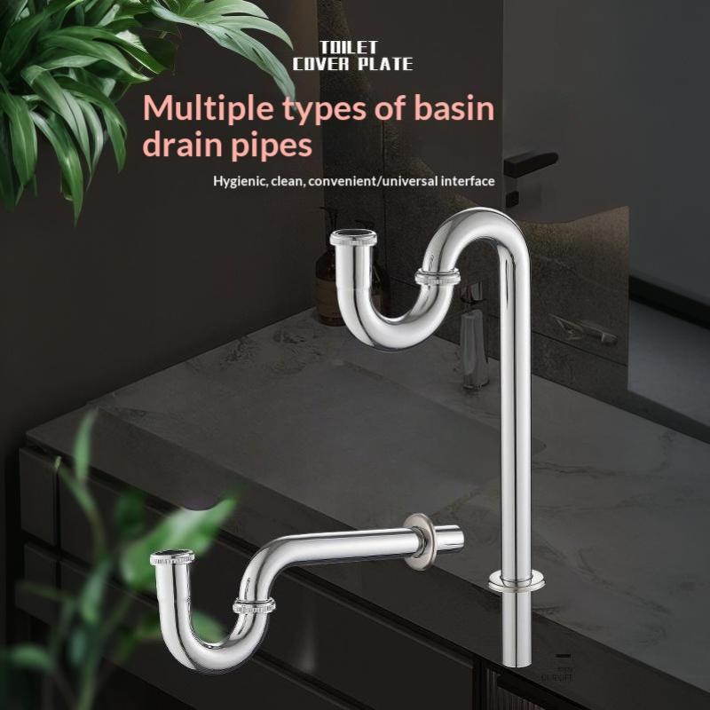 Stainless Steel Drain Pipe For Washbasins, U-Shaped Odor-Proof Basins, Wall-Mounted P-Bends, S-Bends