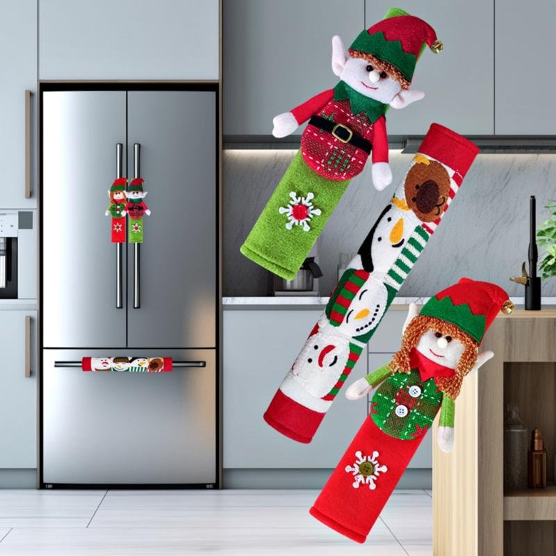 3pcs Plush Doll Fridge Handle Covers for Kitchen Comfortable and Protections Handle Antiskid Protectors Gloves