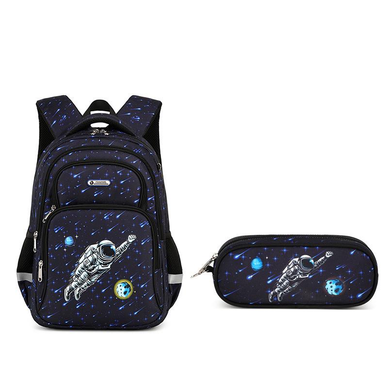 3-Piece School Backpack Set Spine Protection Ergonomic Waterproof Bookbag with Lunch Bag Pencil Case for Grades 3-6