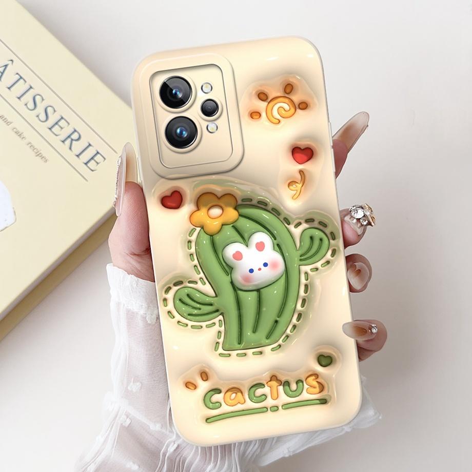For Realme GT2 Pro Realme GT7 Pro Phone Case Realme Neo2 GT 2 Fundas Liquid Silicone Soft Back Cover Rabbit Panda Flower Capa