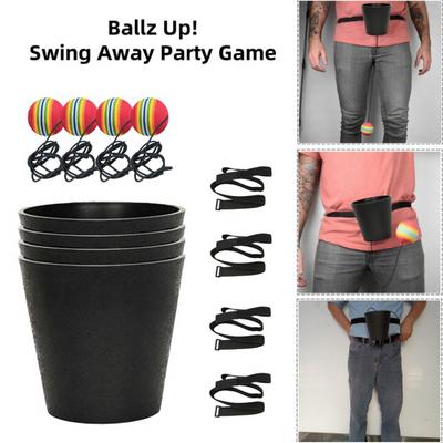 Swing Bucket Party Game Set Fun Tossing Game for Kids Adults Stress Relief Buddy Adjustable Waist Strap Foam Ball Game for Birthday Carnival Events