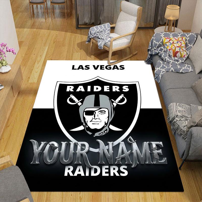 Custom Name,Raiders Home Sofa Decoration for Living Room & Bedroom, Non‑Slip Play Flannel Floor Mat for Game Room