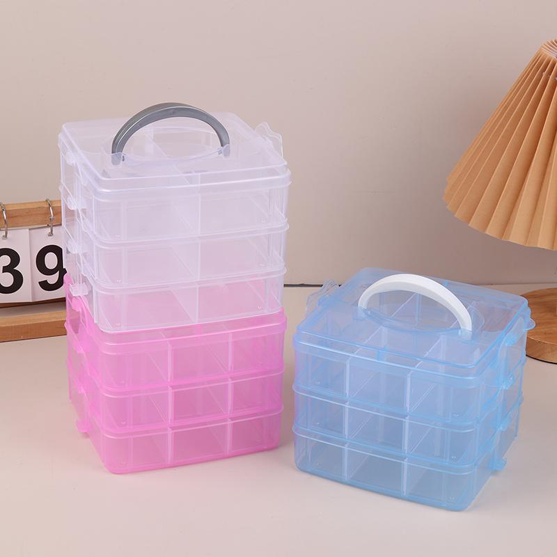 3 Layers Transparent Plastic Jewelry Storage Box Large-Capacity Finishing Box Necklace Ring Stud Earrings Box Ornament Box