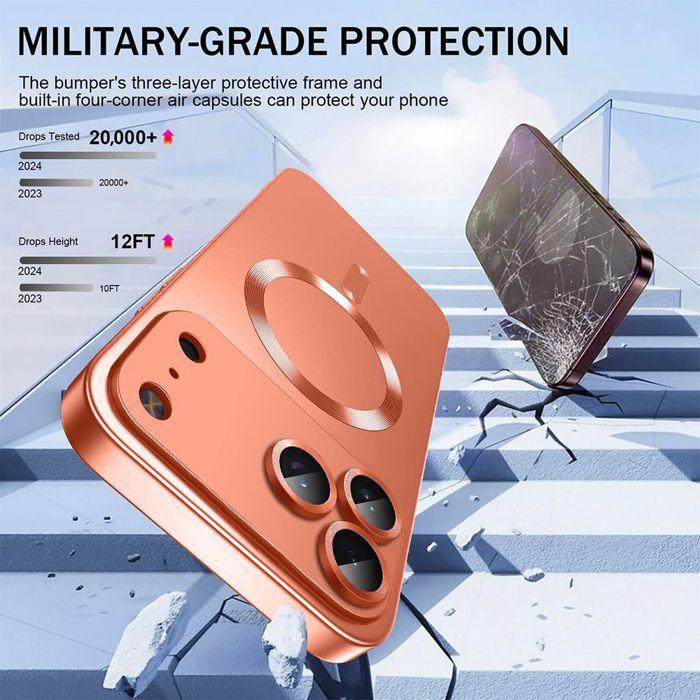Coque pour iPhone 18 Pro Max, Protection Silicone Anti-Rayures avec Cercle Magnétique Orange
