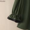 ZANZEA Damen Rundhals 3/4-Ärmel Elegante Lässige Bluse