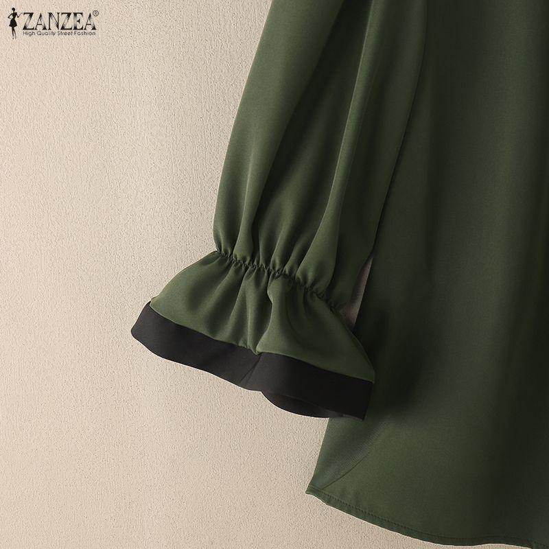 ZANZEA Damen Rundhals 3/4-Ärmel Elegante Lässige Bluse