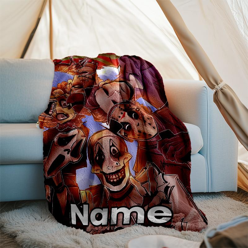 Personalized Custom Name Blanket - Horror movies Print Design,Blanket for Sofa,Bed,Travel,Camping - Soft and Warm, Great Gift