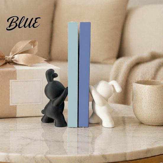 Cute Rabbit Book Supports 2PCS Bunny Bookends 3D Printed Matte Black And Study Room Shelving Supplies White Stoppers for Home Office Library