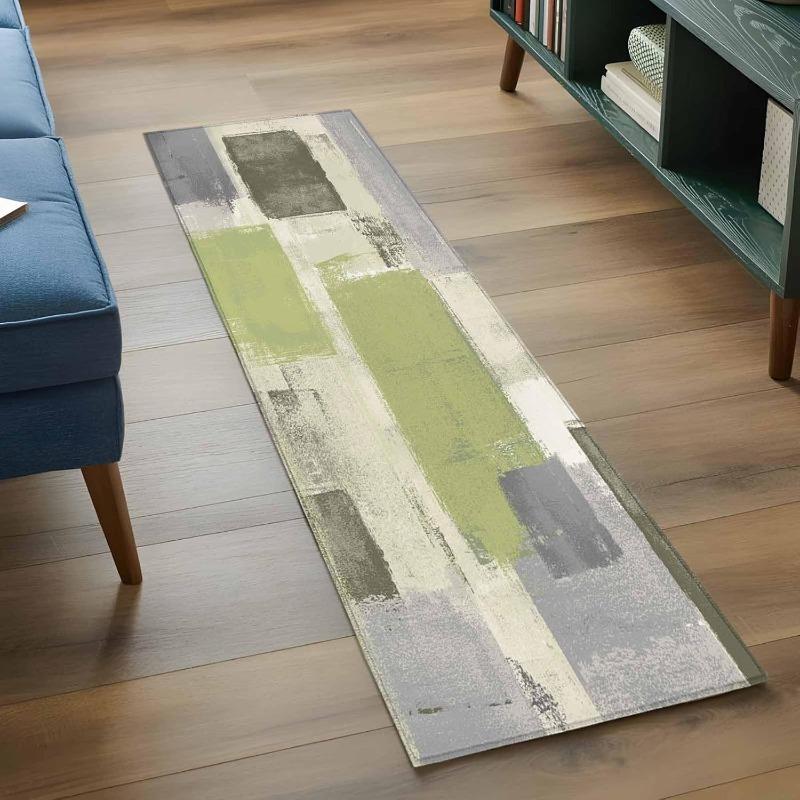 Modern Abstract Graffiti Hallway Runner Rugs Artistic Home Decor Non-Slip Long Carpet Color-block Patchwork Bedroom Bedside Rug