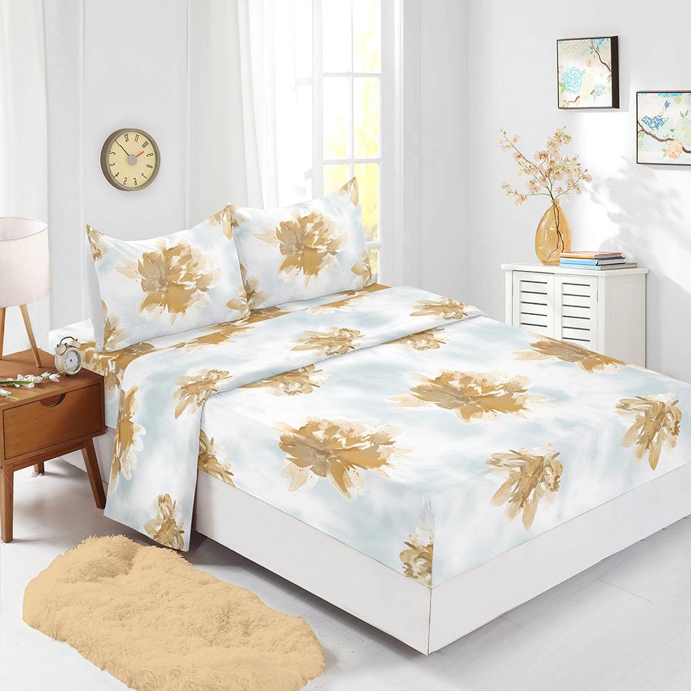 Flower Landscape Mattress Four-Piece Children'S Bedding Digital Printing Mattress Protective Cover