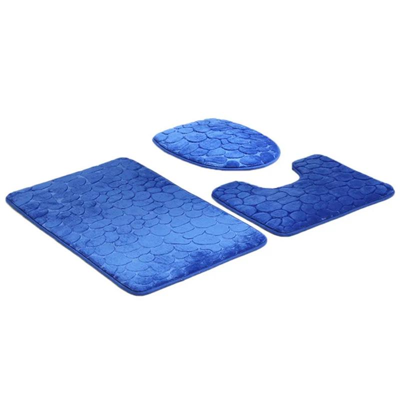 3-Piece Bathroom Rug, 2-Piece Anti-Slip Soft Bath Mat, Shower Mat Set, Toilet Cover, Floor Mat