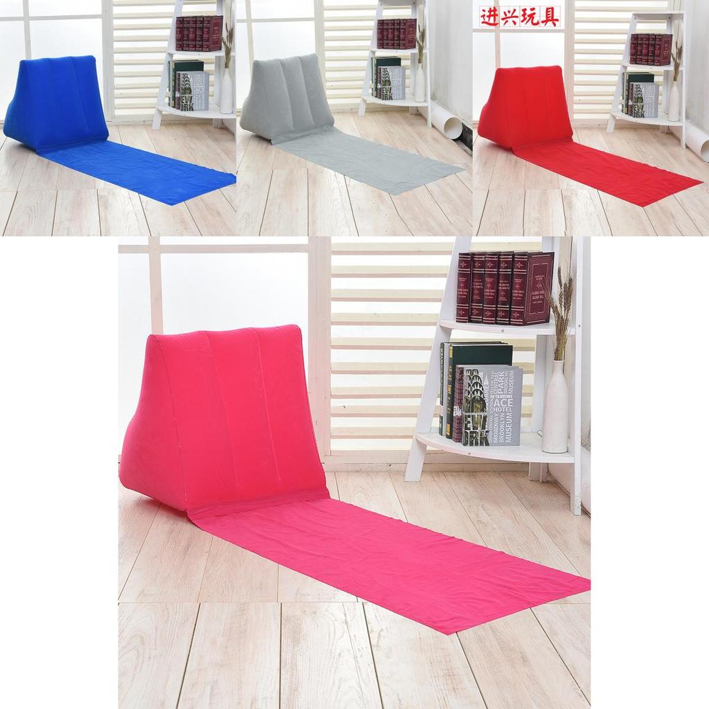 Large Pvc Velvet Inflatable Triangle Cushion For Beach/camping Gray/blue/pink