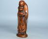 Kinesisk Antikk Buksved Utskåret Fin Arhat Buddha Statue Hjemmedekor Skulptur Kunst